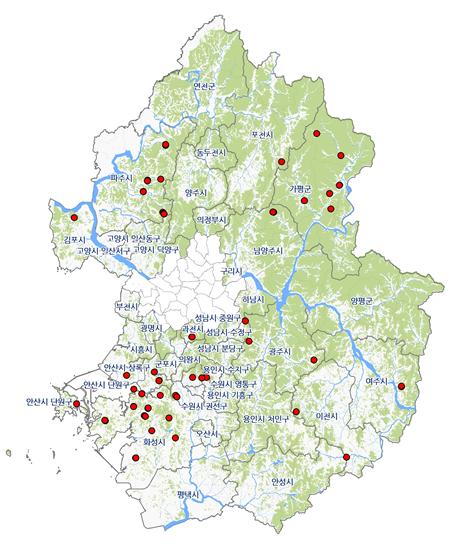 토지거래허가구역 지정햔황(자료제공 경기도)