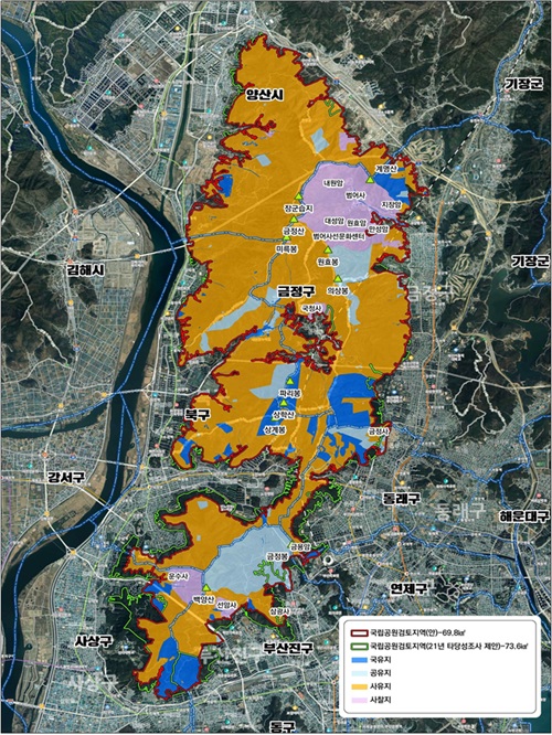 사진=금정산국립공원 지정 공원경계(부산시 제공)