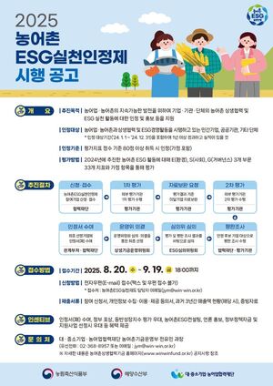 해수부·농식품부, 농어촌 ESG 실천인증제 시행...우수 기업·기관 선정... - 뉴스 썸네일 이미지